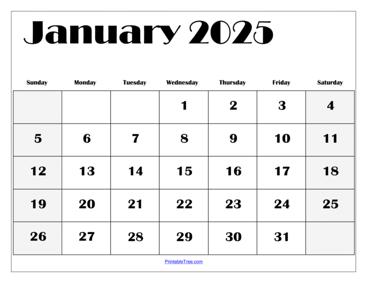 January 2025 Free Printable Calendar