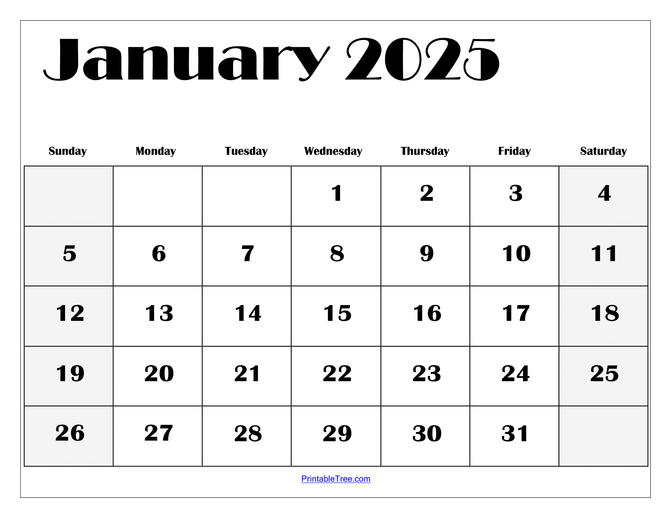 January 2025 Calendar Printable Pdf Template With Holidays in January 2025 Free Printable Calendar