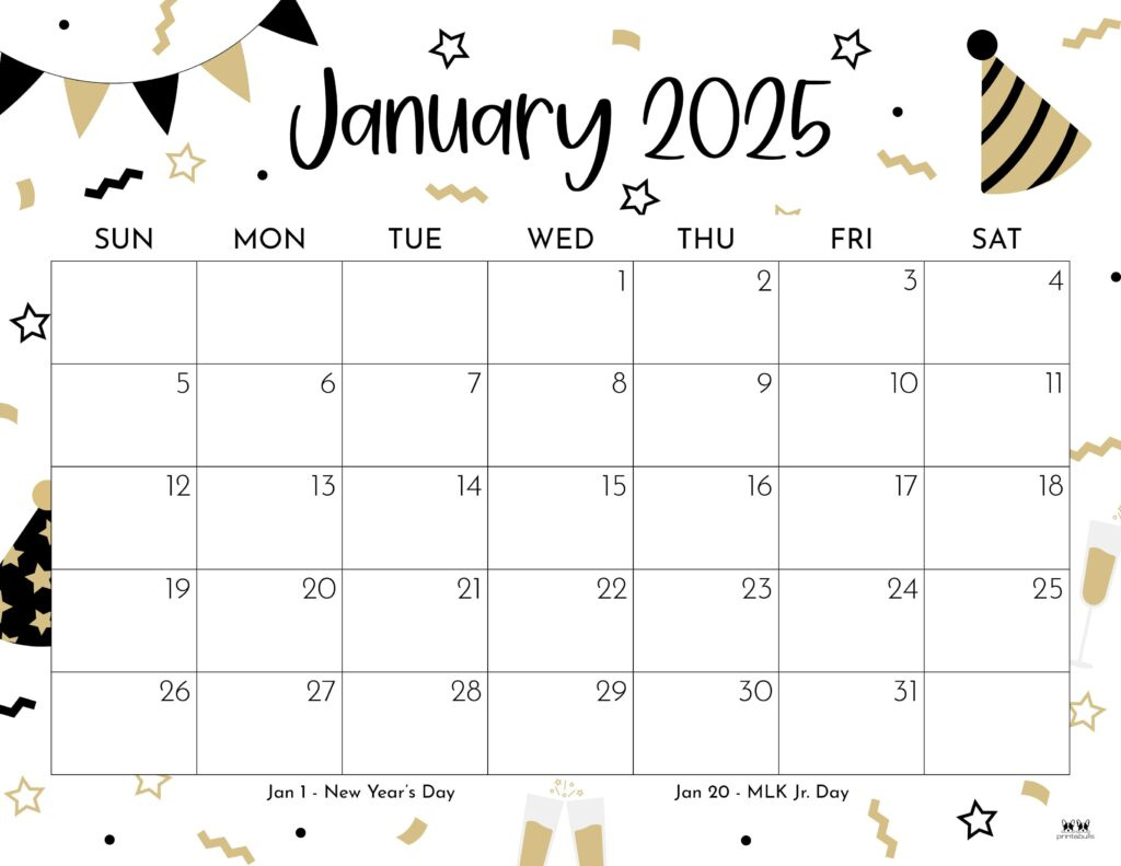 January 2025 Calendars - 107 Free Printables | Printabulls in 2025 Calendar Printable January