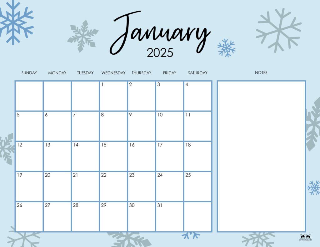 January 2025 Calendars - 107 Free Printables | Printabulls inside 90 Day Printable Calendar 2025