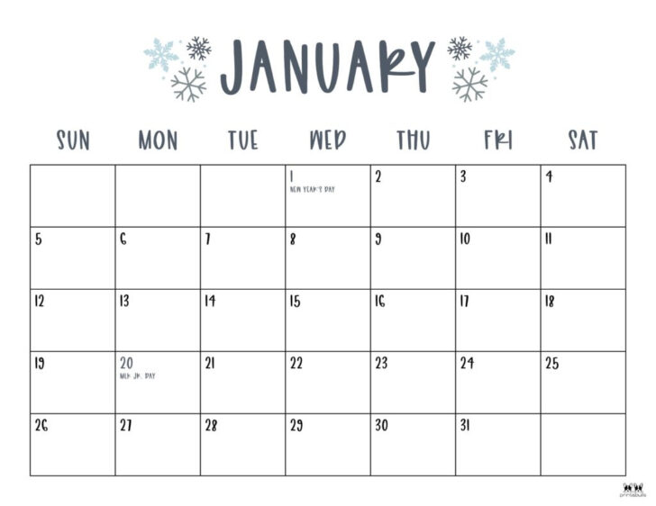 Free Printable Monthly 2025 Calendar