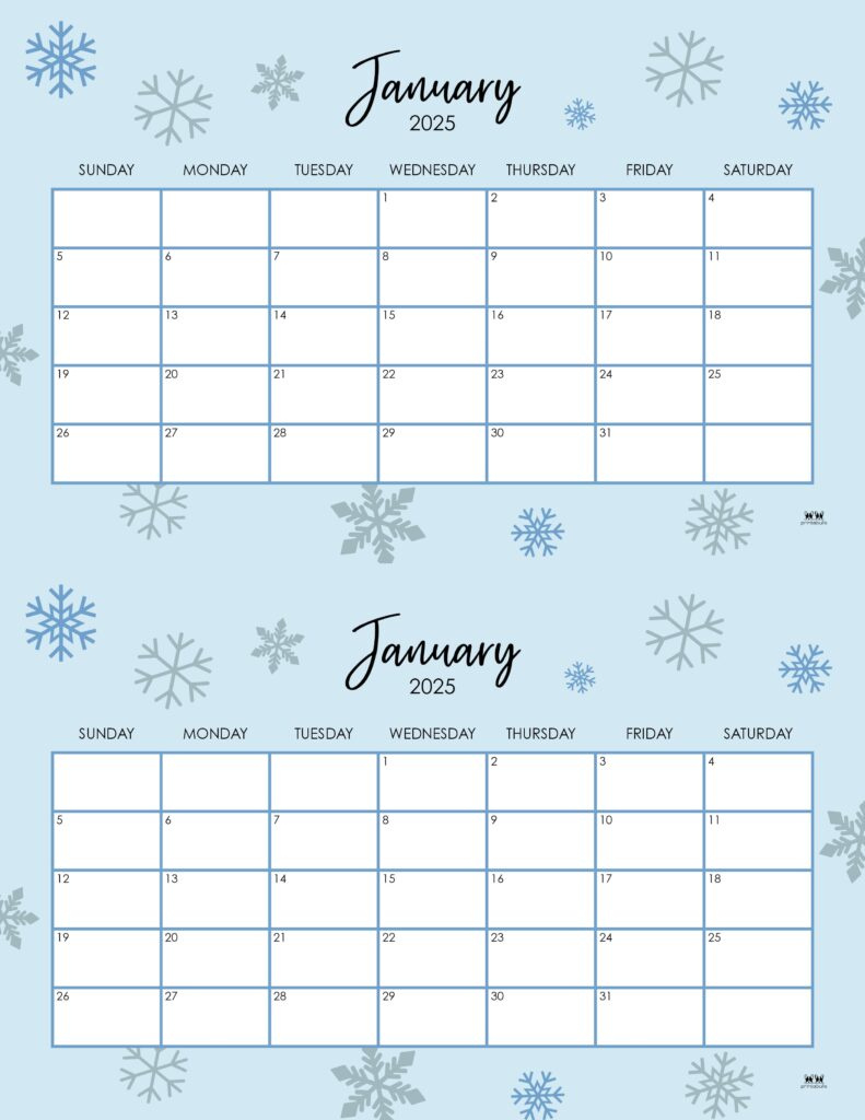 January 2025 Calendars - 107 Free Printables | Printabulls intended for Small Monthly Calendar 2025 Printable