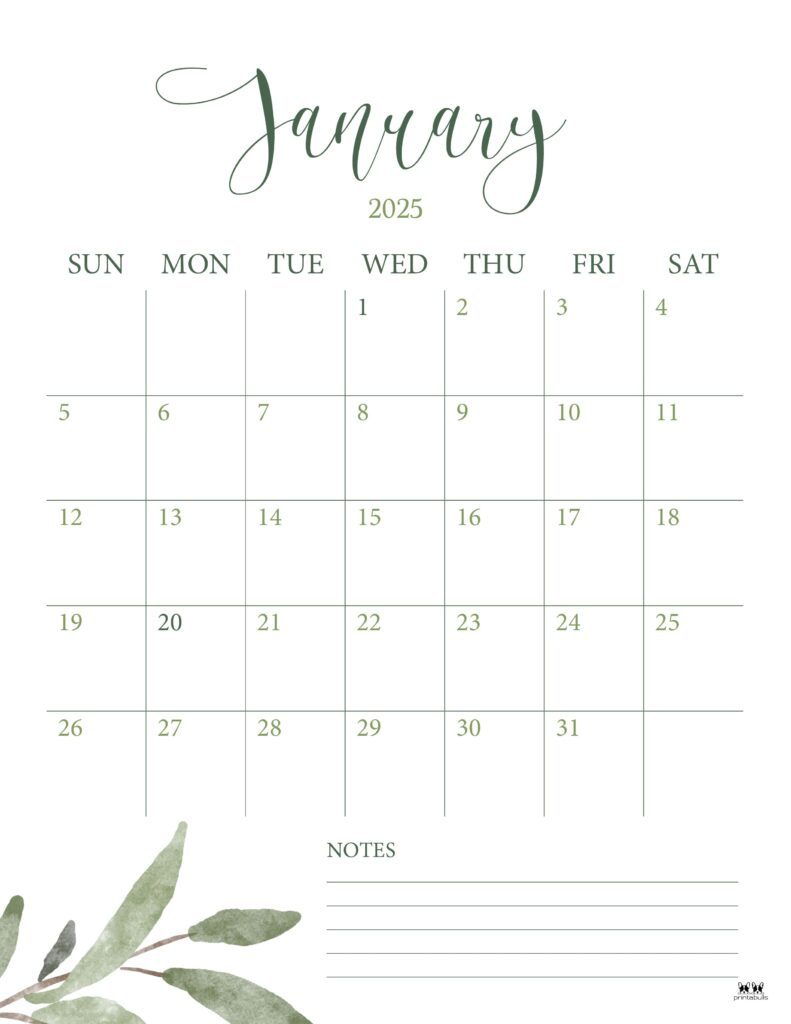 January 2025 Calendars - 107 Free Printables | Printabulls with regard to Month Of January 2025 Printable Calendar