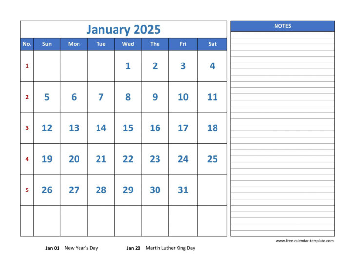 2025 Printable Calendar with Lines