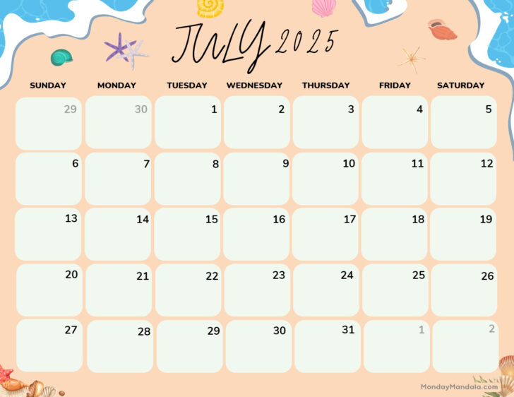 Summer 2025 Printable Calendar