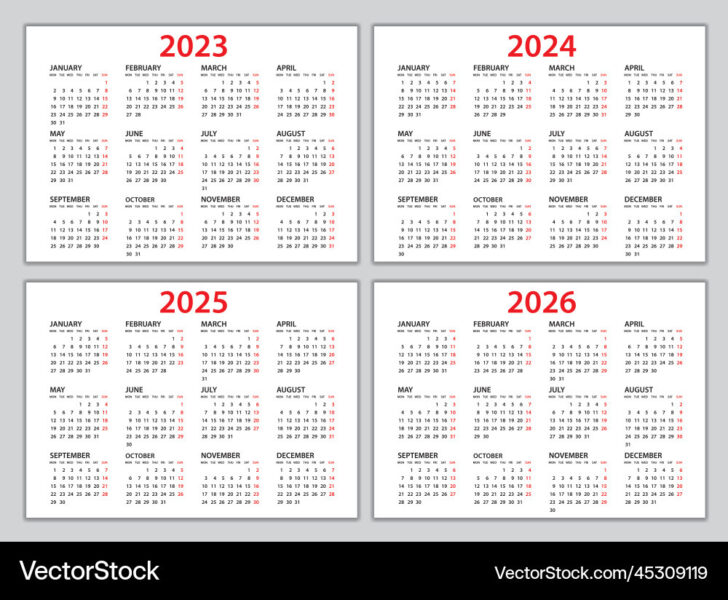 5 Year Calendar 2025 to 2026 Printable