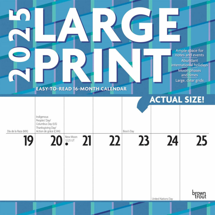 Printable Calendar 2025 Large Spaces