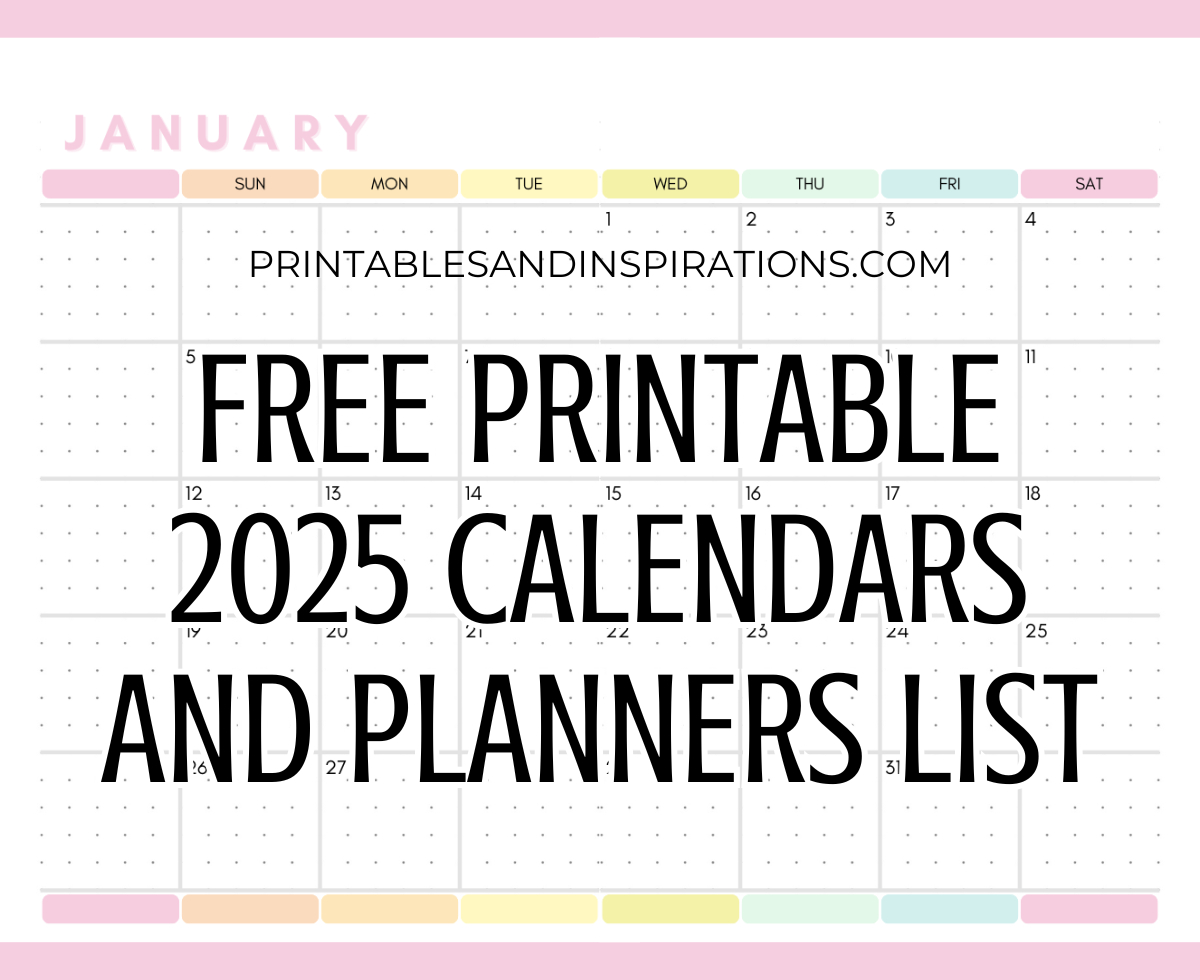 List Of Free Printable 2025 Calendars And 2025 Planners Pdf for Monthly Free Printable Blank Calendar 2025 Template