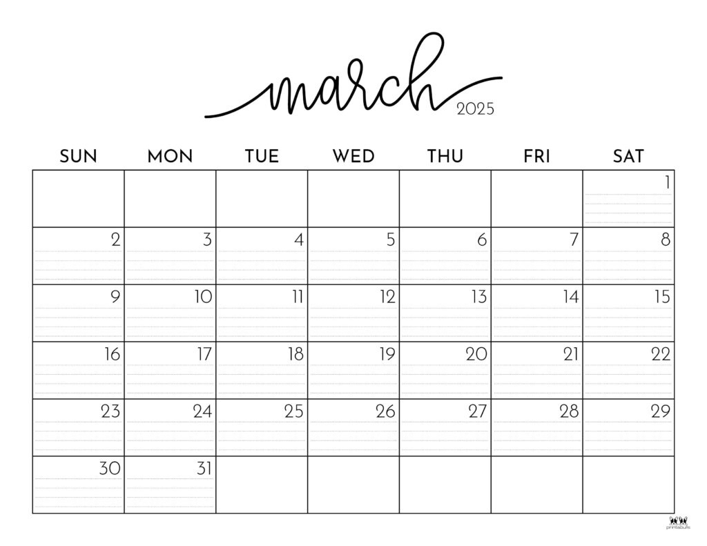 March 2025 Calendars - 107 Free Printables | Printabulls for February March 2025 Calendar Printable