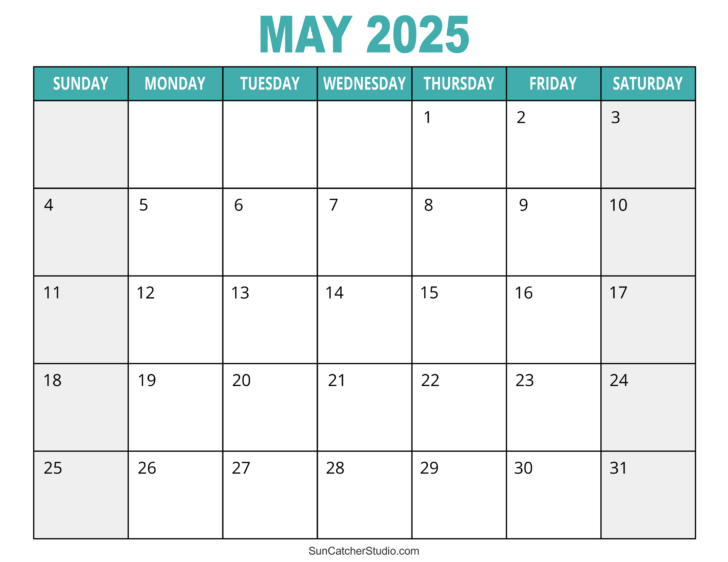 Printable Monthly Calendar 2025 Free