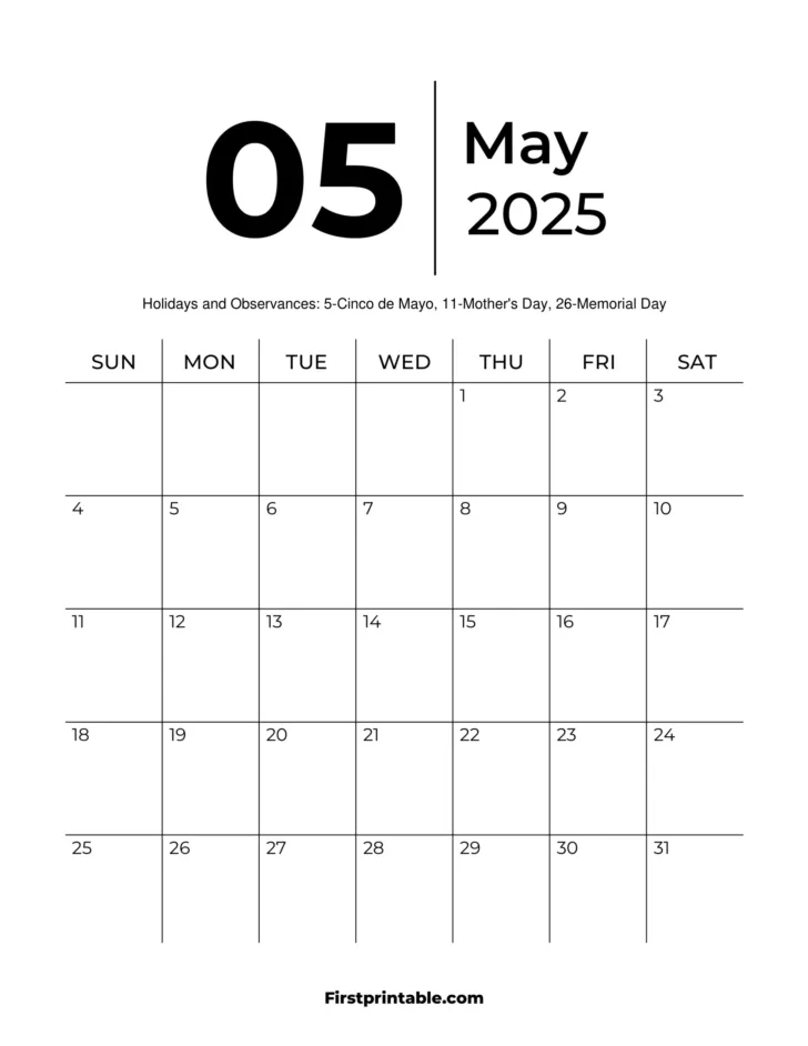 Fillable Calendar 2025 Printable