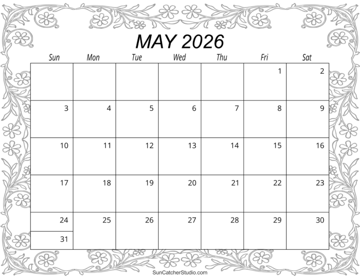 2026 Printable Monthly Calendar