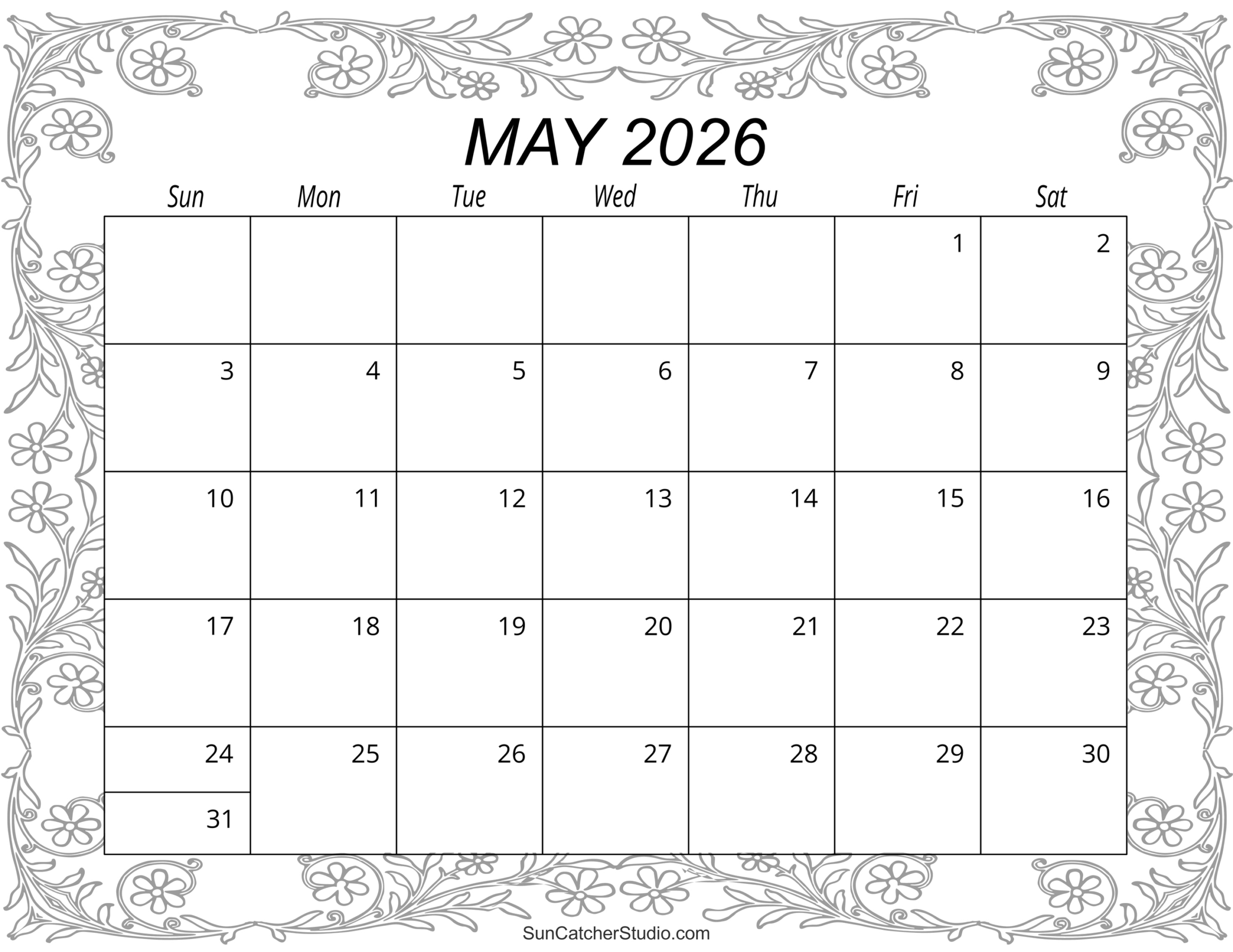 May 2026 Calendar (Free Printable) – Diy Projects, Patterns in 2026 Printable Monthly Calendar