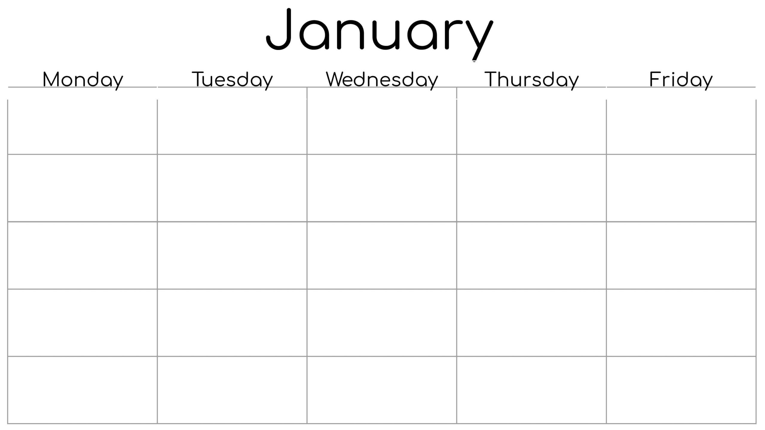 Monday Start 5 Day Blank Weekly Calendar Printable - Etsy with regard to 5-Day Week Calendar Printable Free