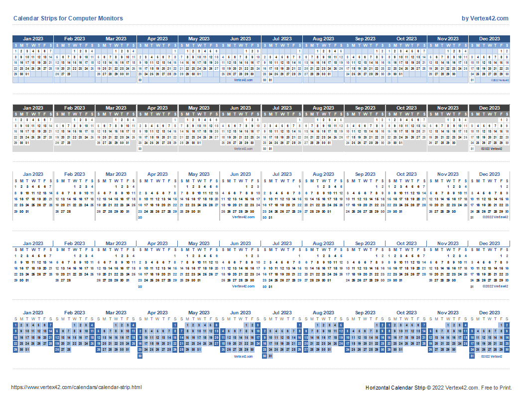 Monitor Calendar Strip Template in 2025 Strip Calendar Printable Free Download