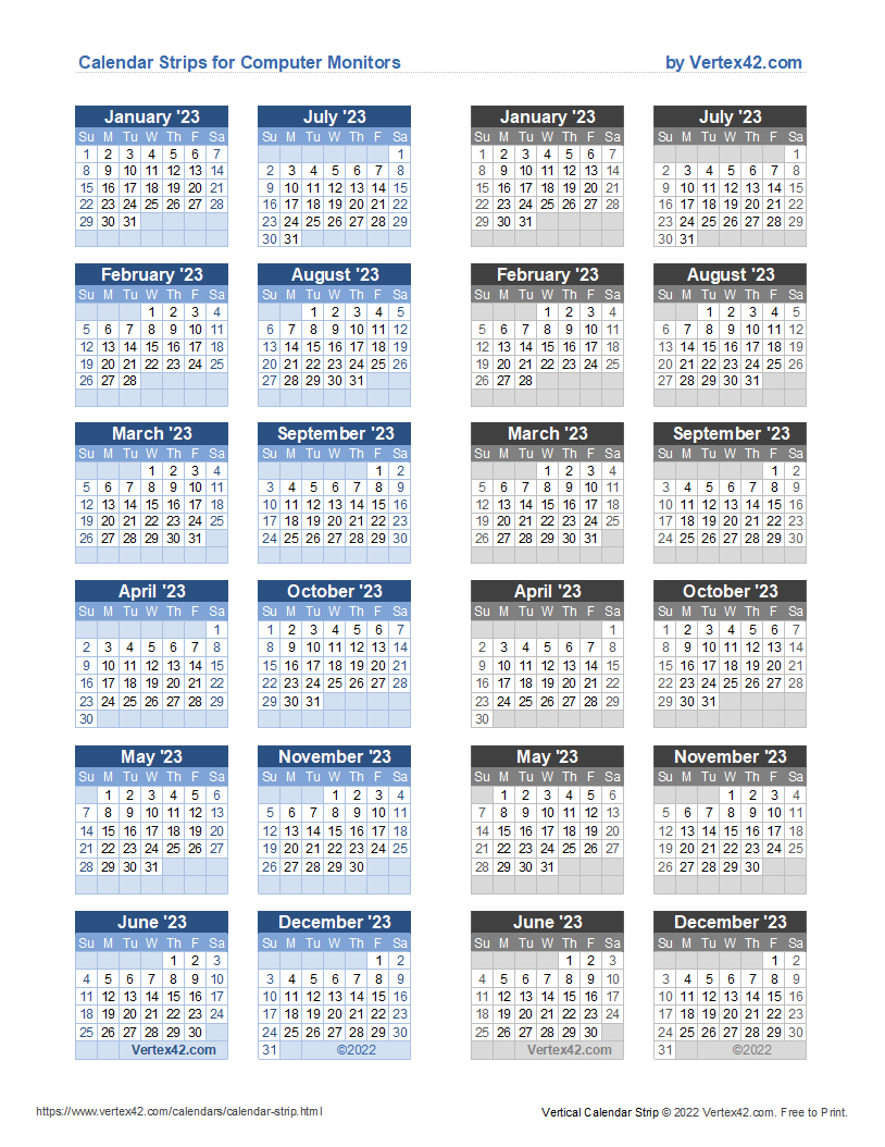 Monitor Calendar Strip Template inside 2025 Calendar Strip Printable