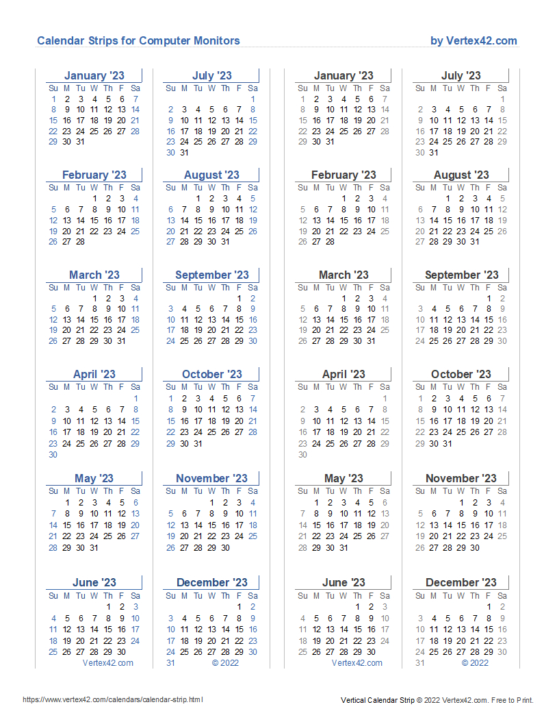 Monitor Calendar Strip Template within 2025 Calendar Strip Printable