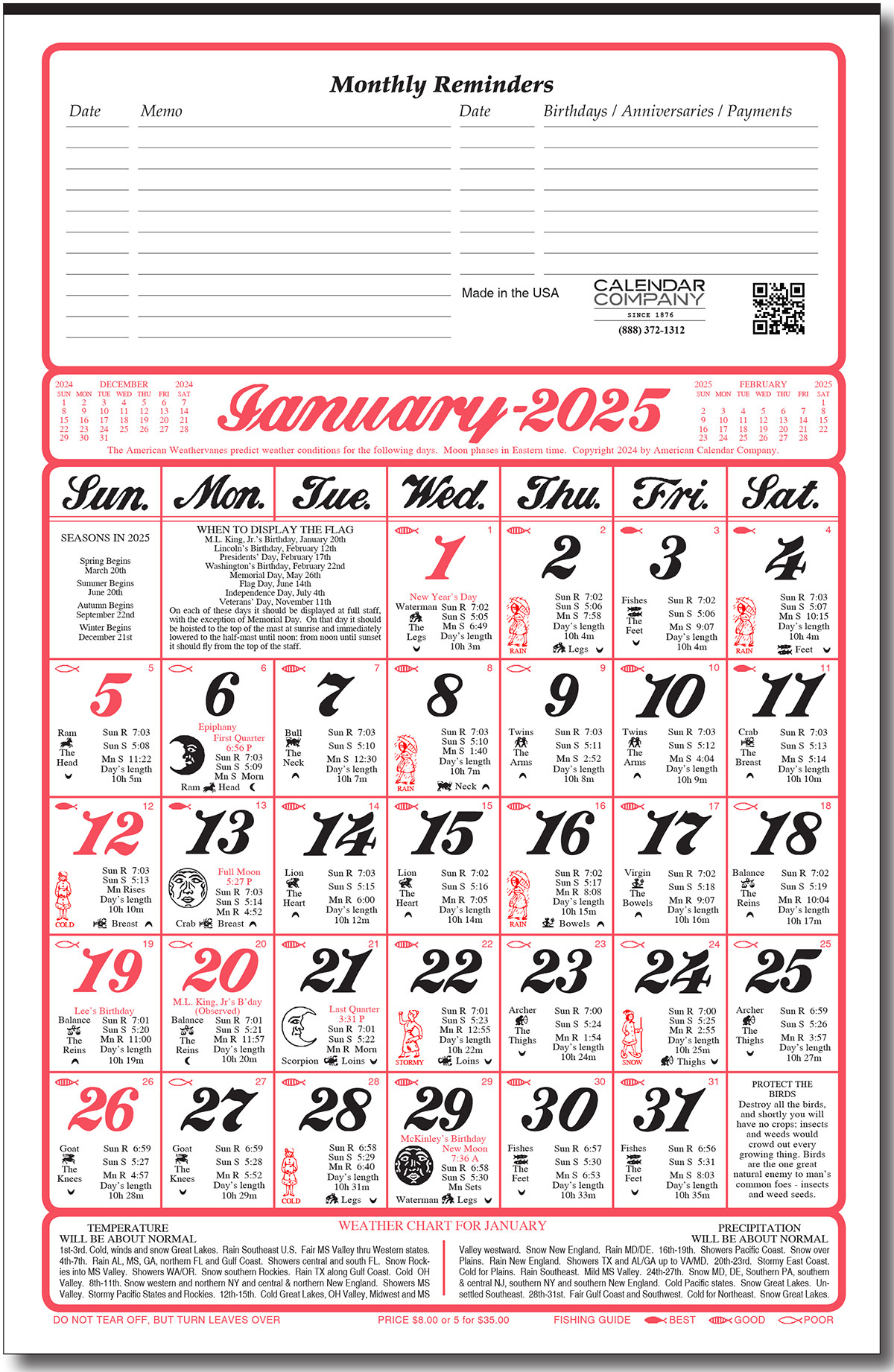 Original Almanac Calendar For Farmers - Gardening &amp;amp; Fishing Tips for Free Printable Almanac Calendar 2025