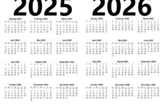 Printable 2025 And 2026 Calendar Two Years – Hipi | for 2 Year Calendar 2025 And 2026 Printable