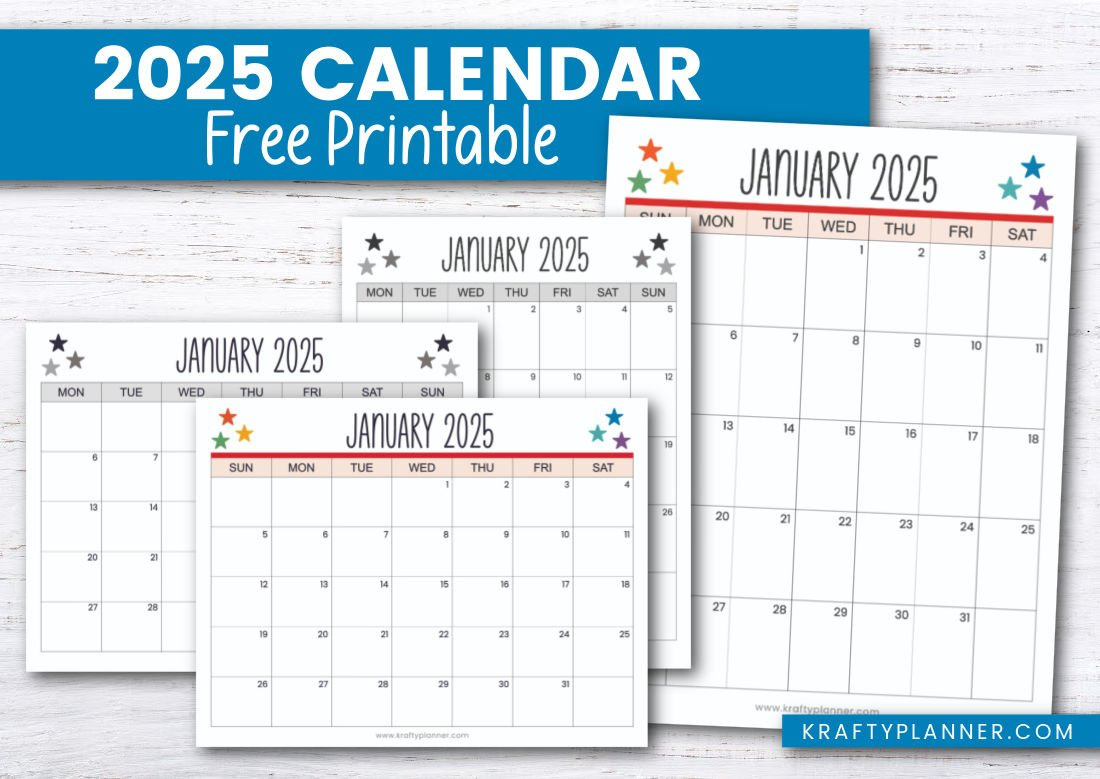 Printable 2025 Calendar To Plan Your Year — Krafty Planner for Free Printable Fillable Calendar 2025