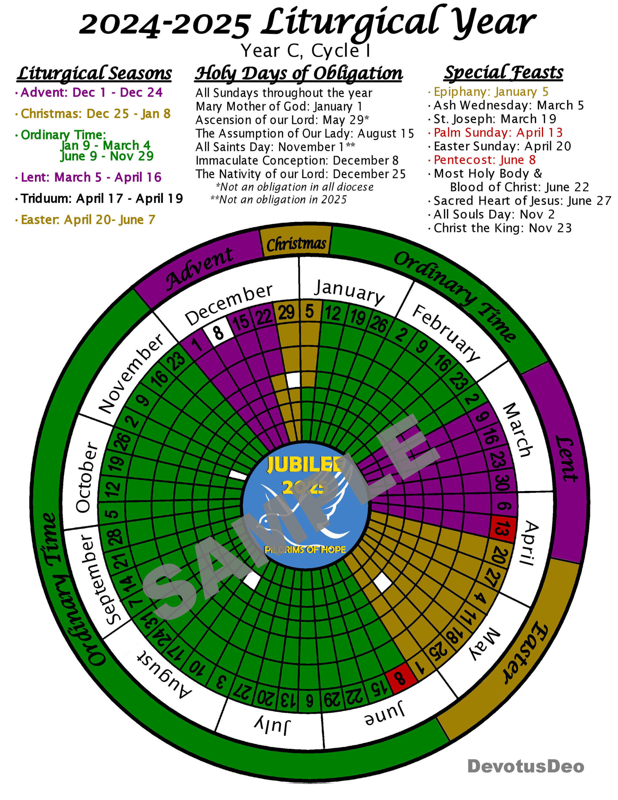 Printable 2025 Liturgical Calendar, Downloadable Catholic in Lent Calendar 2025 Printable