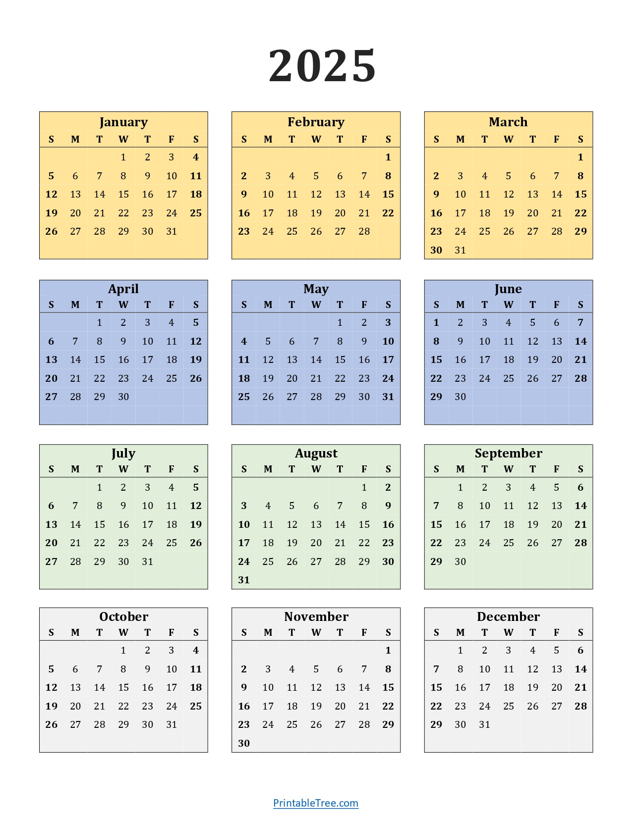 Printable Calendar 2025 One Page With Holidays (Single Page) 2025 in 2025 One Sheet Calendar Printable Free