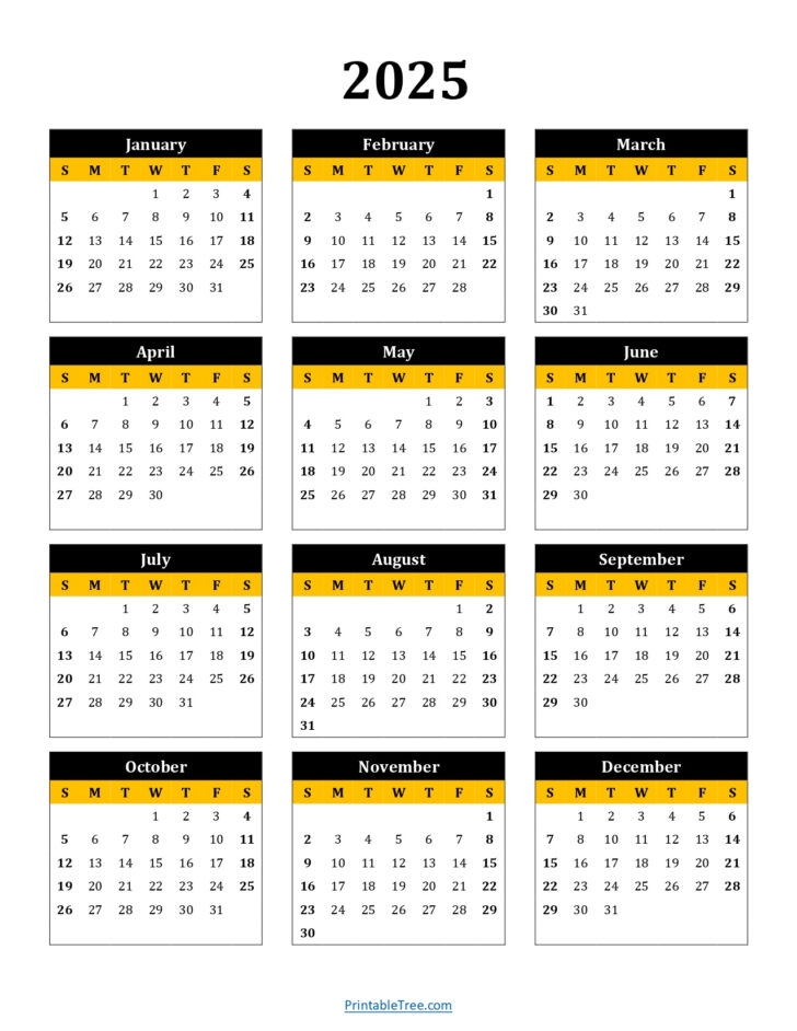 Portrait 2025 Calendar Printable