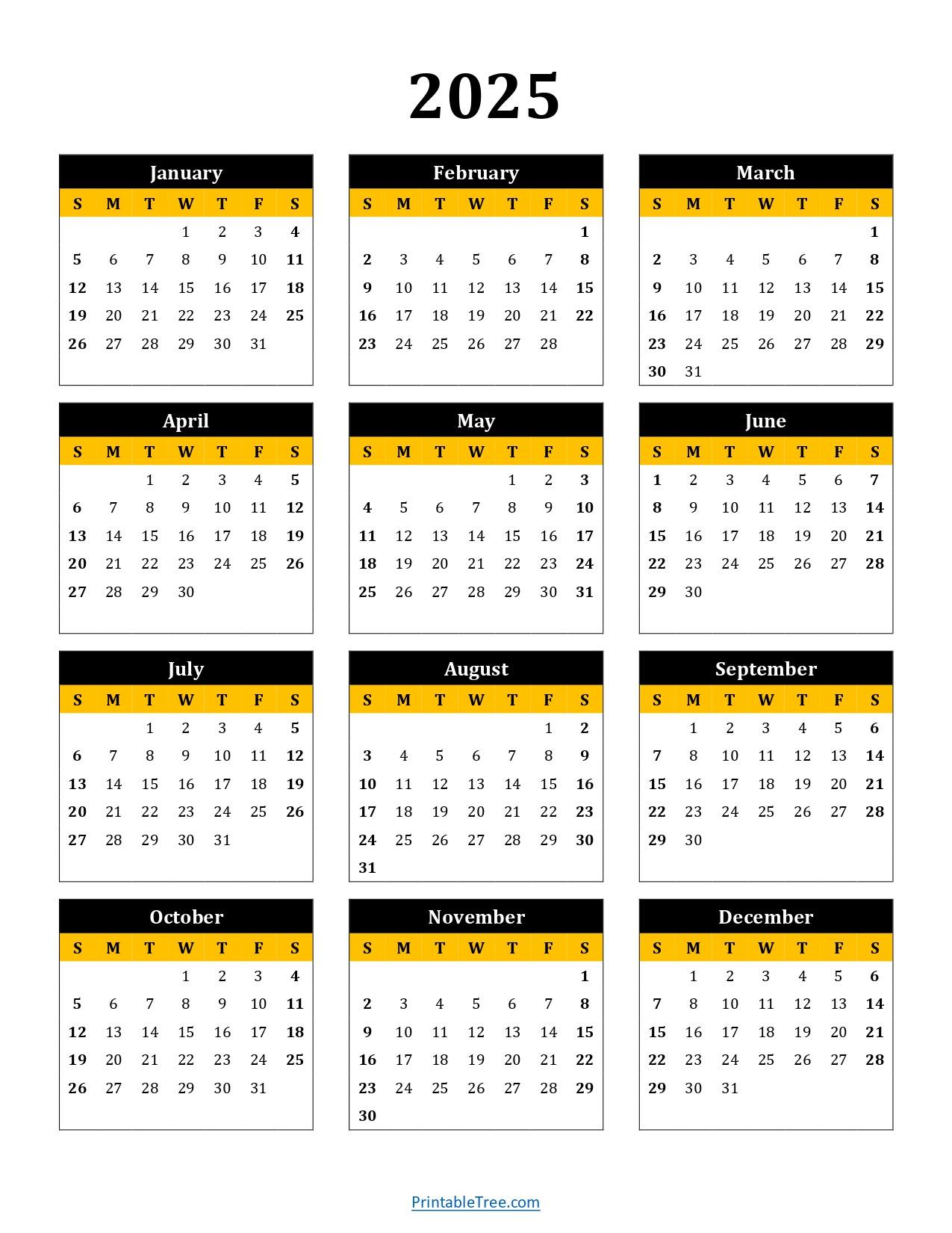 Printable Calendar 2025 One Page With Holidays (Single Page) 2025 intended for Portrait 2025 Calendar Printable