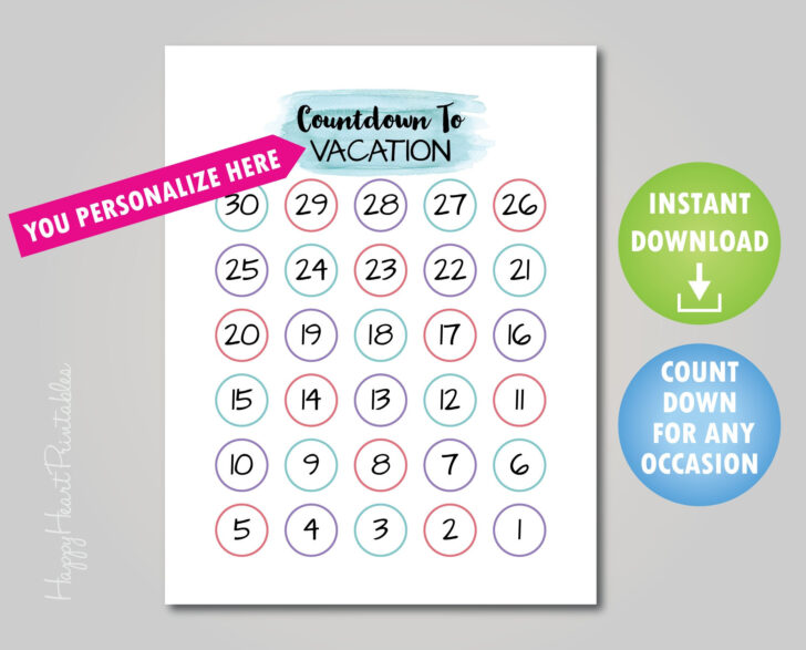 14 Day Countdown Calendar Printable