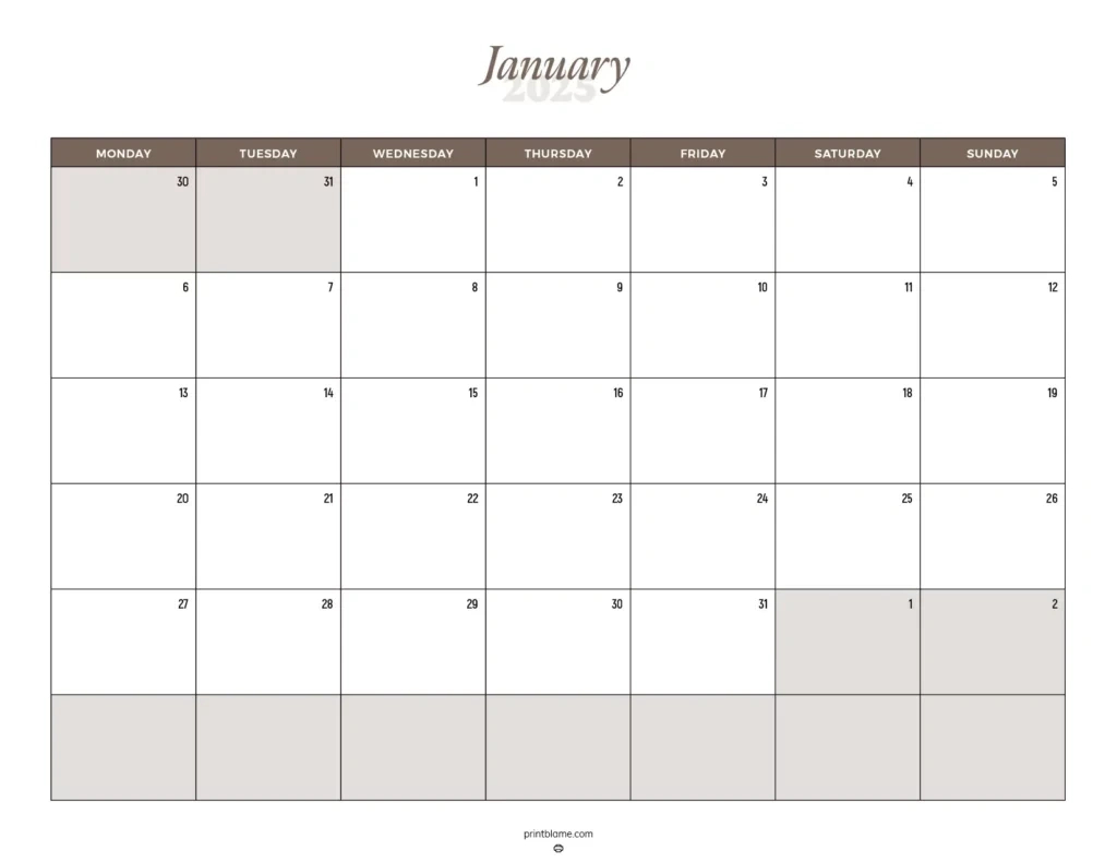 Printable January 2025 Calendars | Free Pdf Downloads with Monthly Exercise Calendar 2025 Printable