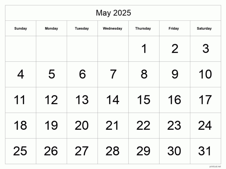 Blank Calendar 2025 Printable Free