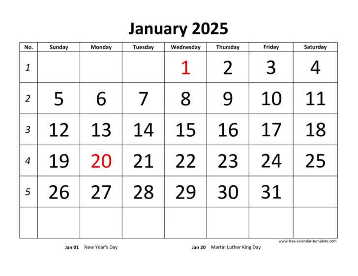 2025 Calendar Template Printable