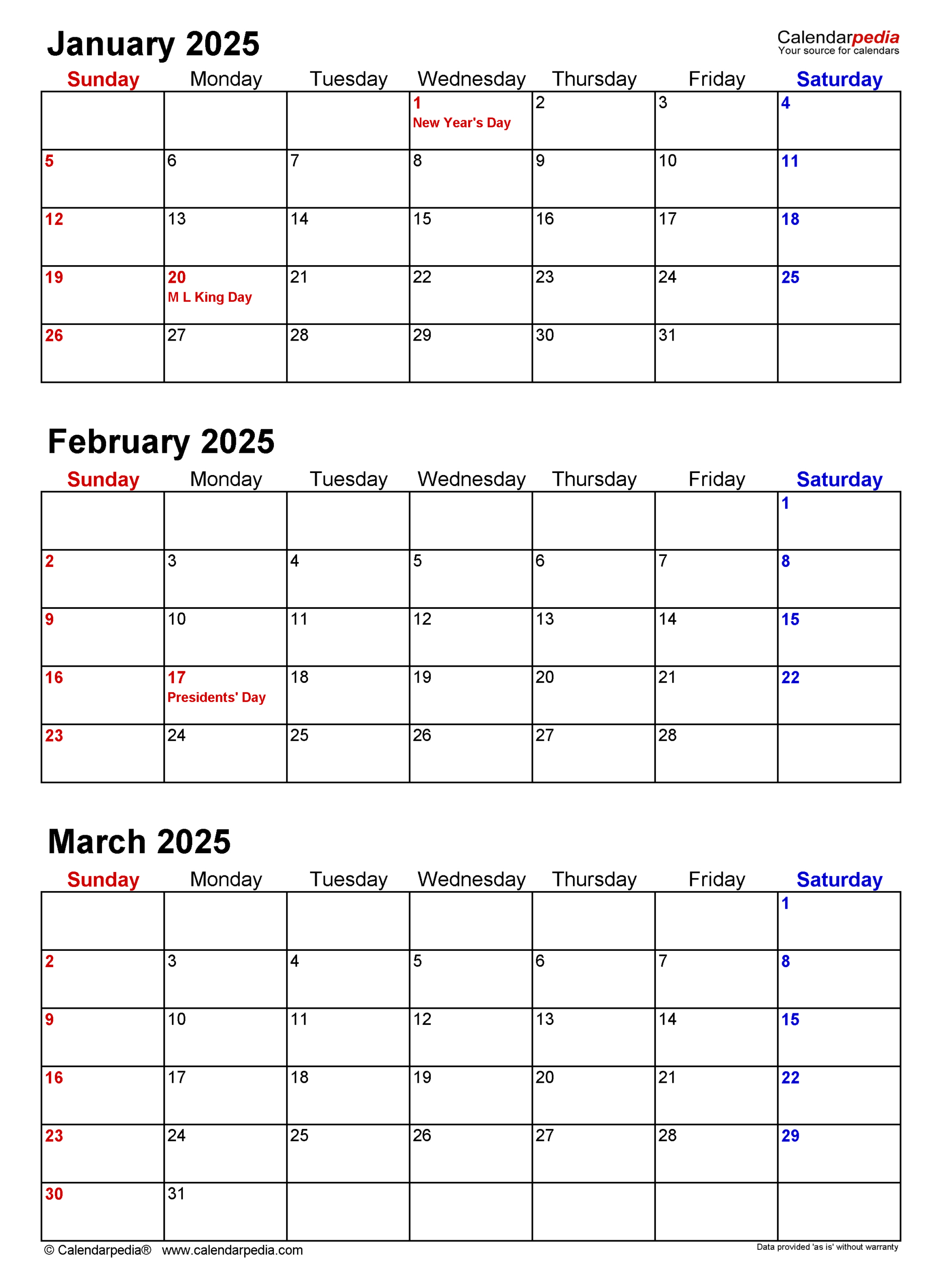 Quarterly Calendars 2025 - Free Printable Pdf Templates for Printable Calendar 2025 3 Months Per Page