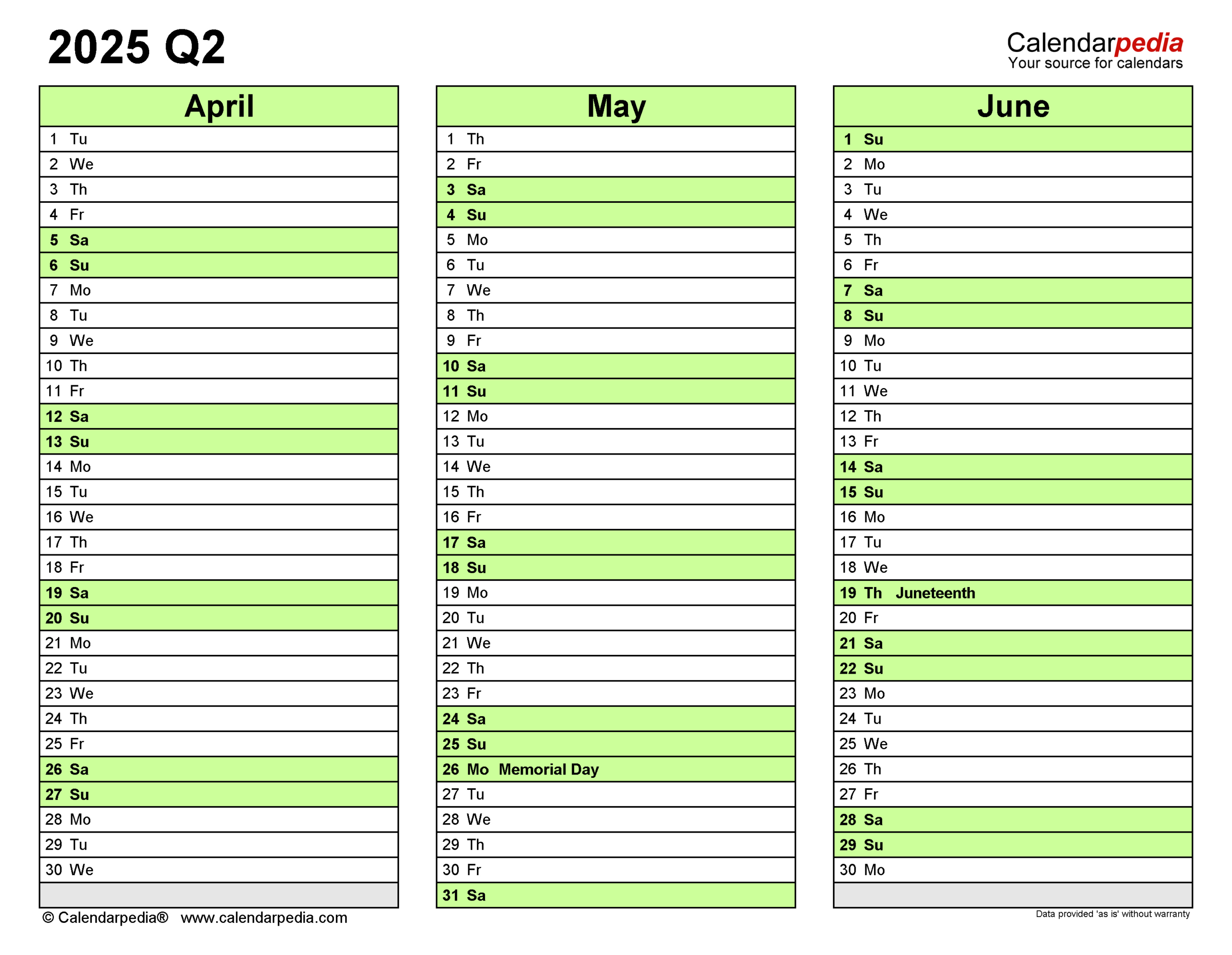 Quarterly Calendars 2025 - Free Printable Word Templates with 2025 Calendar by Quarter Printable