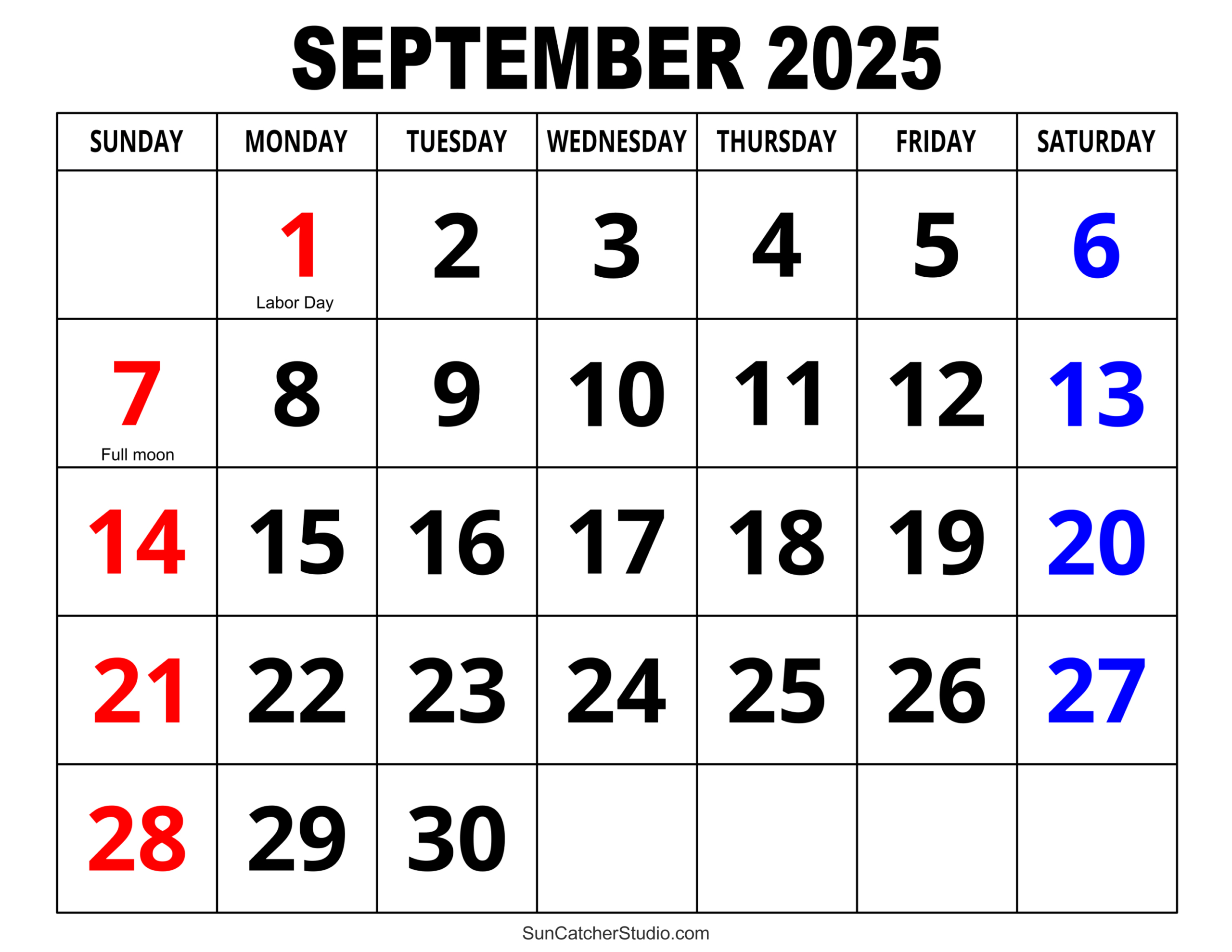 September 2025 Calendar (Free Printable) – Diy Projects, Patterns inside Sept 2025 Printable Calendar