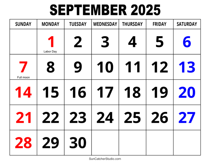 Printable Calendar Sept 2025