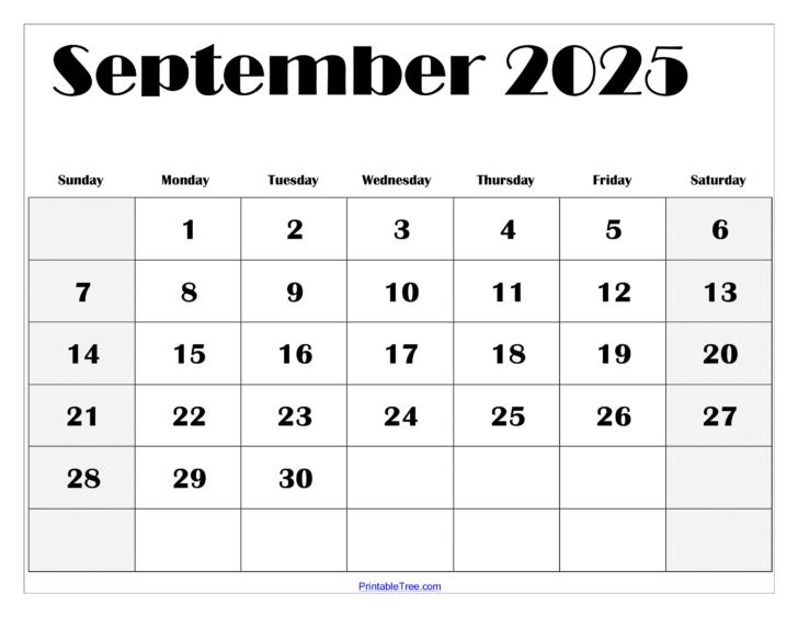 Sept 2025 Printable Calendar