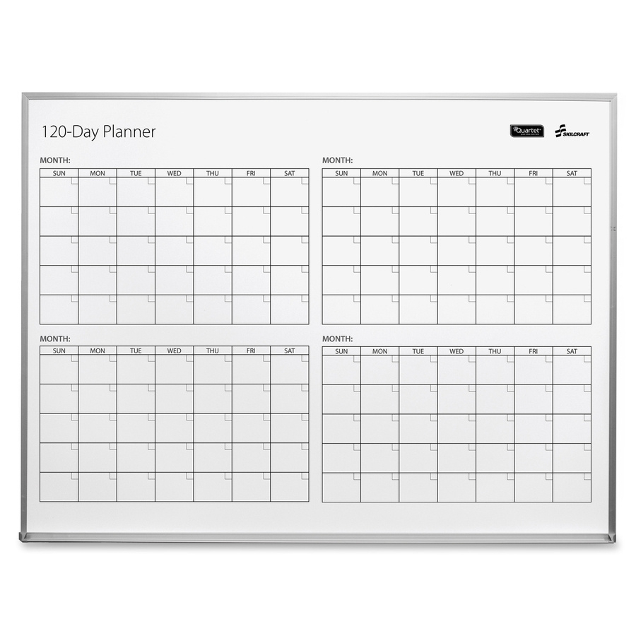 Skilcraft 4-Month Dry Erase Calendar Board intended for 120 Day Calendar Printable