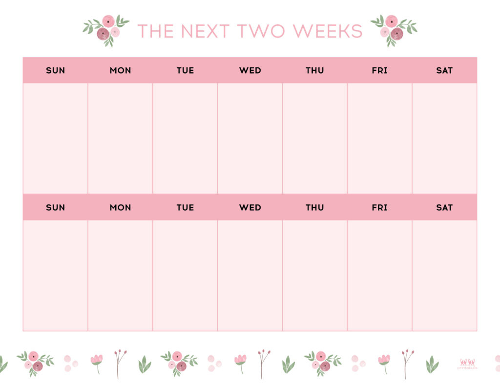 Two Week Planners - Free Printables | Printabulls for 2 Weeks Calendar Printable