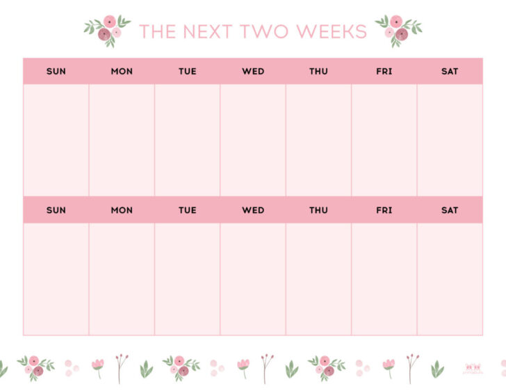 2 Week Calendar Free Printable