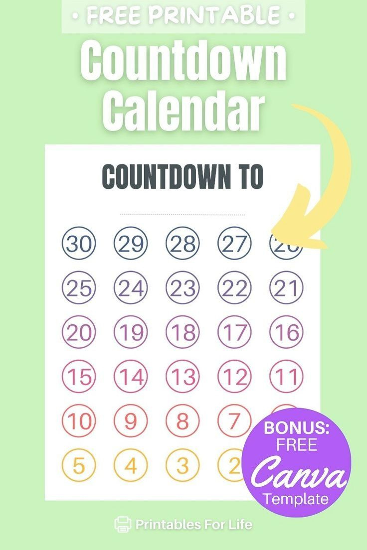 Versatile Blank 30-Day Countdown Printable pertaining to 30 Day Printable Countdown Calendar