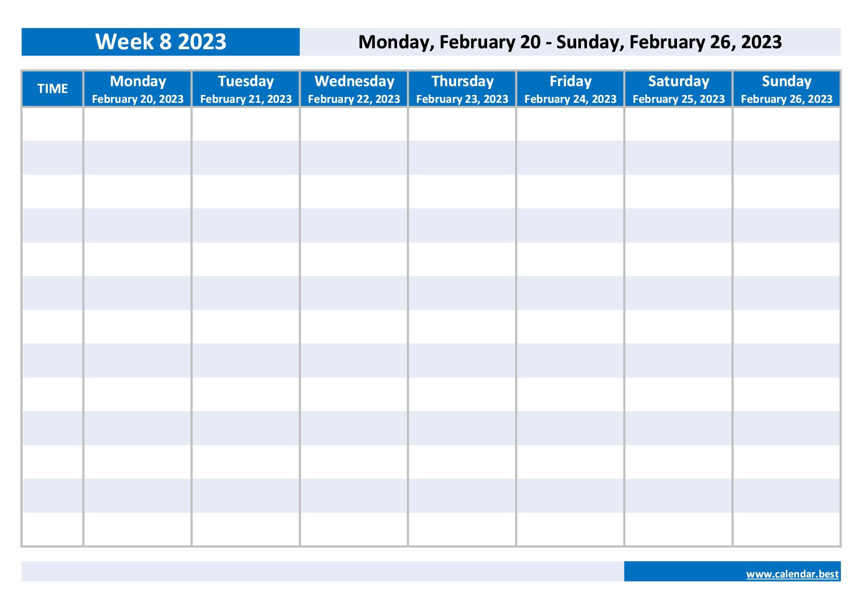 Week 8 2023: Dates, Calendar And Weekly Schedule To Print regarding 8 Week Printable Calendar