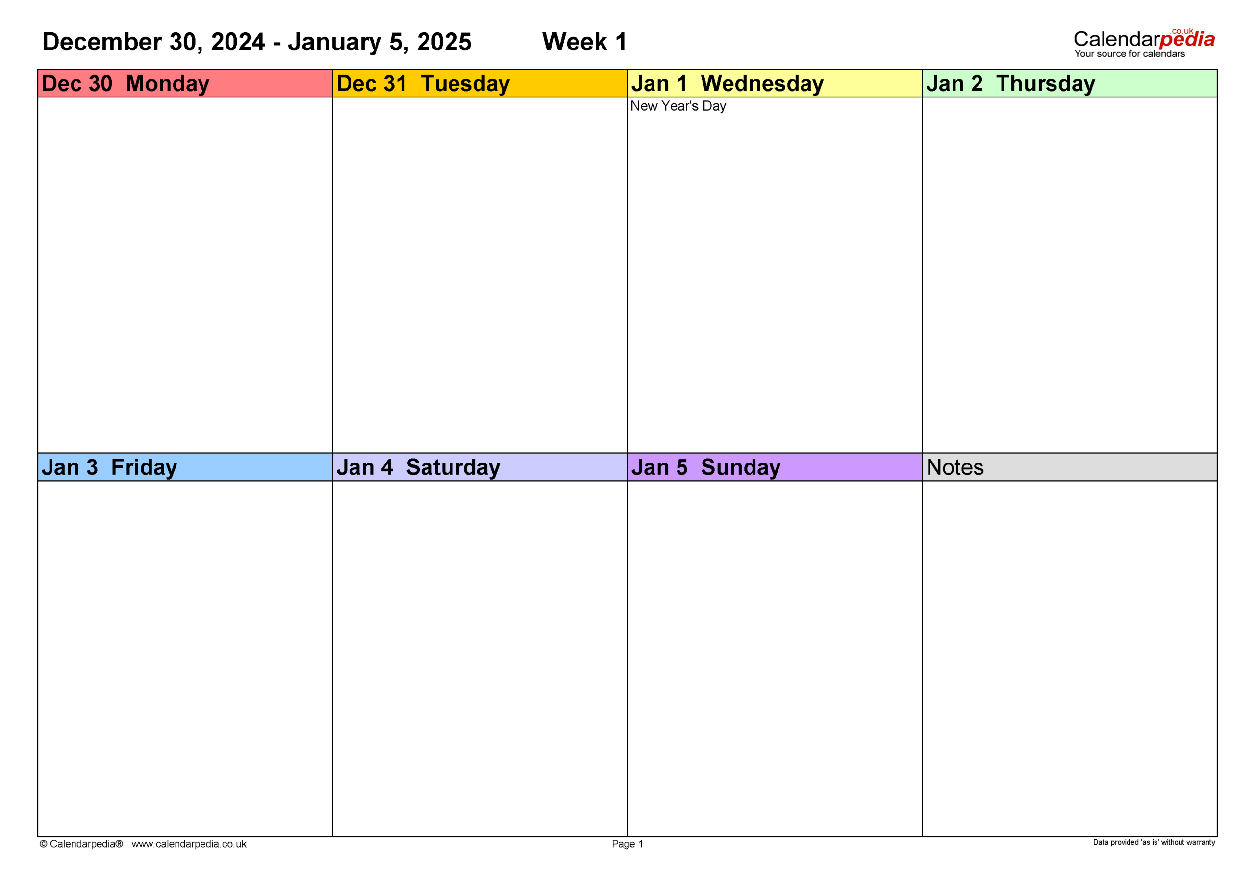 Weekly Calendar 2025 Uk - Free Printable Templates For Pdf with regard to Free Printable 5 Day Calendar 2025