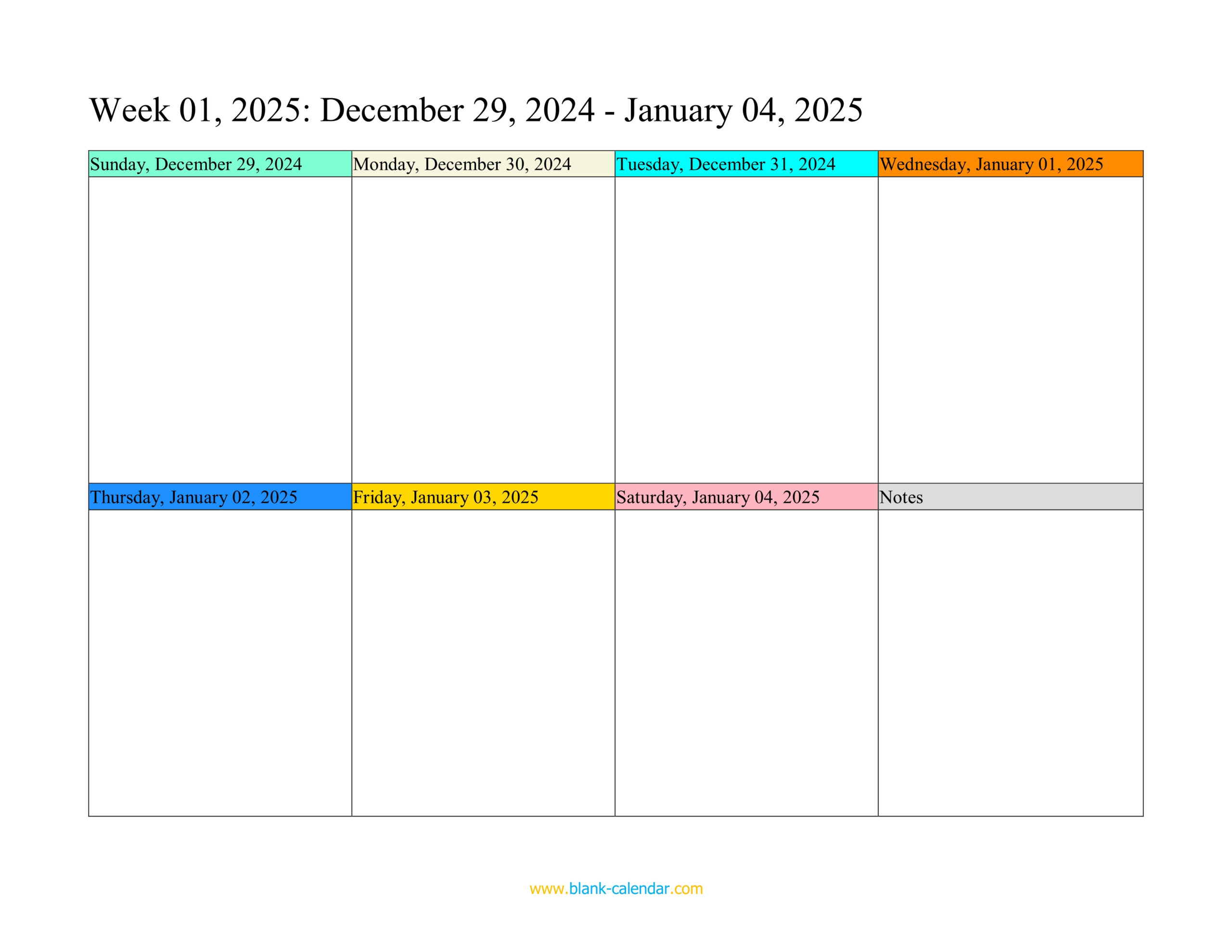 Weekly Calendar 2025 (Word, Excel, Pdf) for Printable 2025 Weekly Calendar