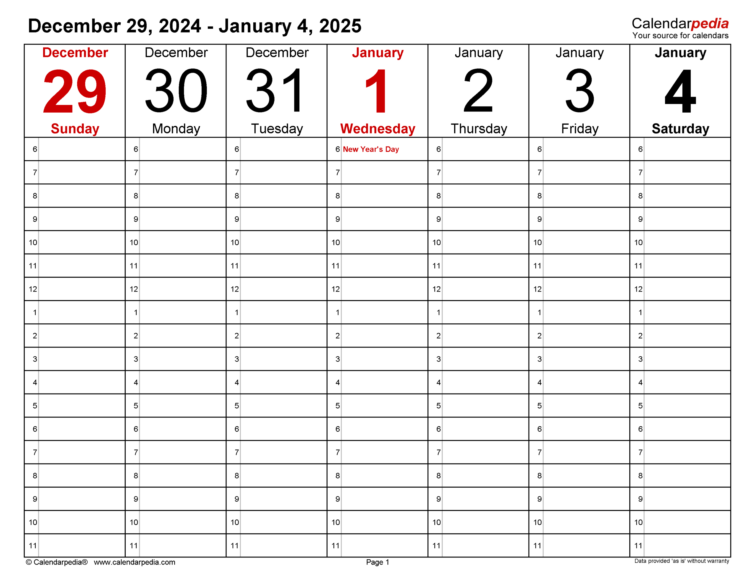 Weekly Calendars 2025 For Pdf - 12 Free Printable Templates for Free Printable Daily Calendar 2025