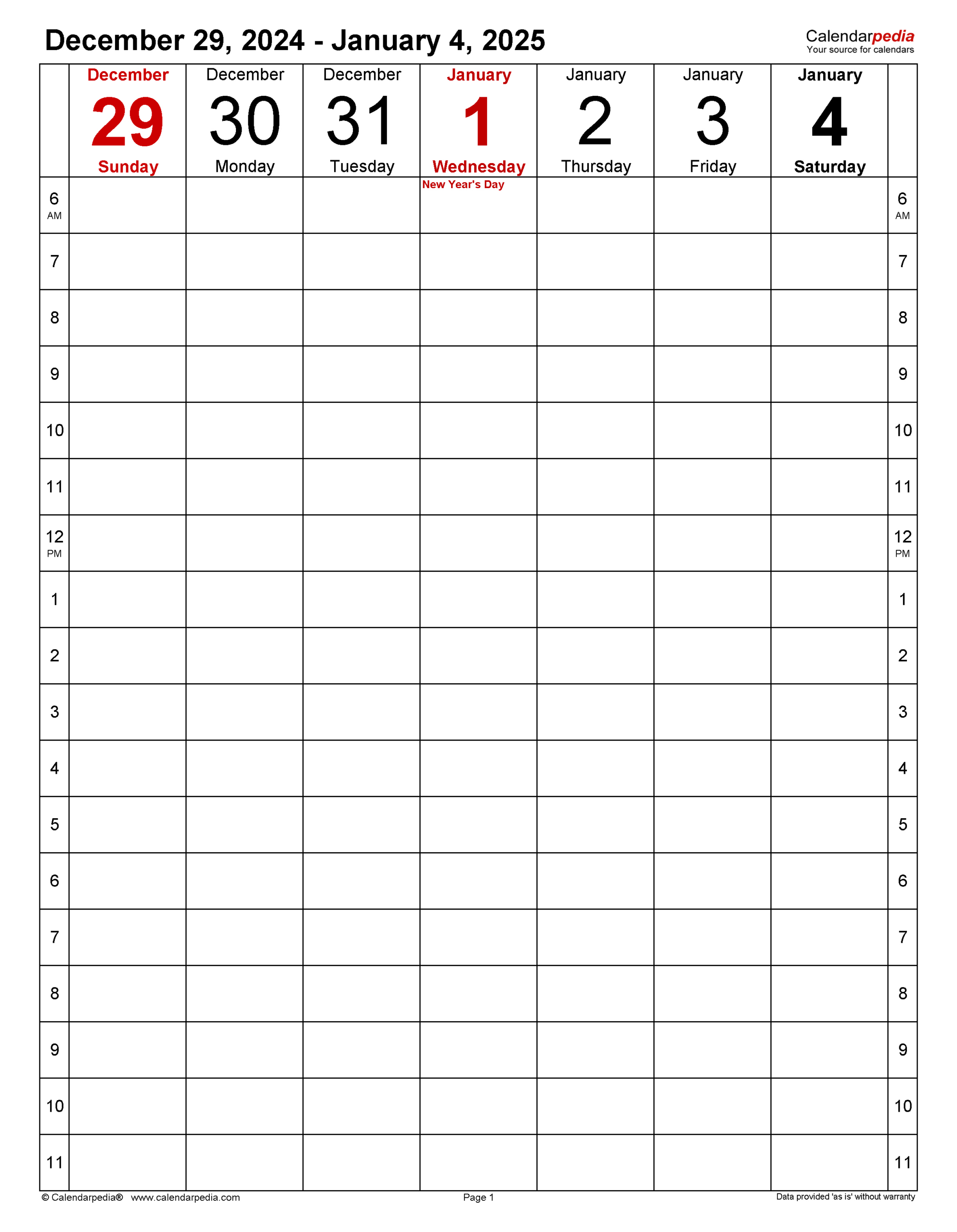 Weekly Calendars 2025 For Pdf - 12 Free Printable Templates for Printable Weekly Calendar 2025 By Hour