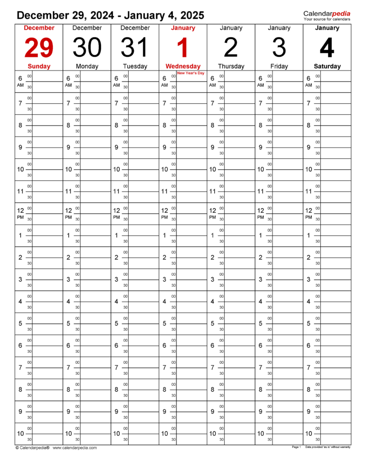 Time and Date Printable Calendar 2025