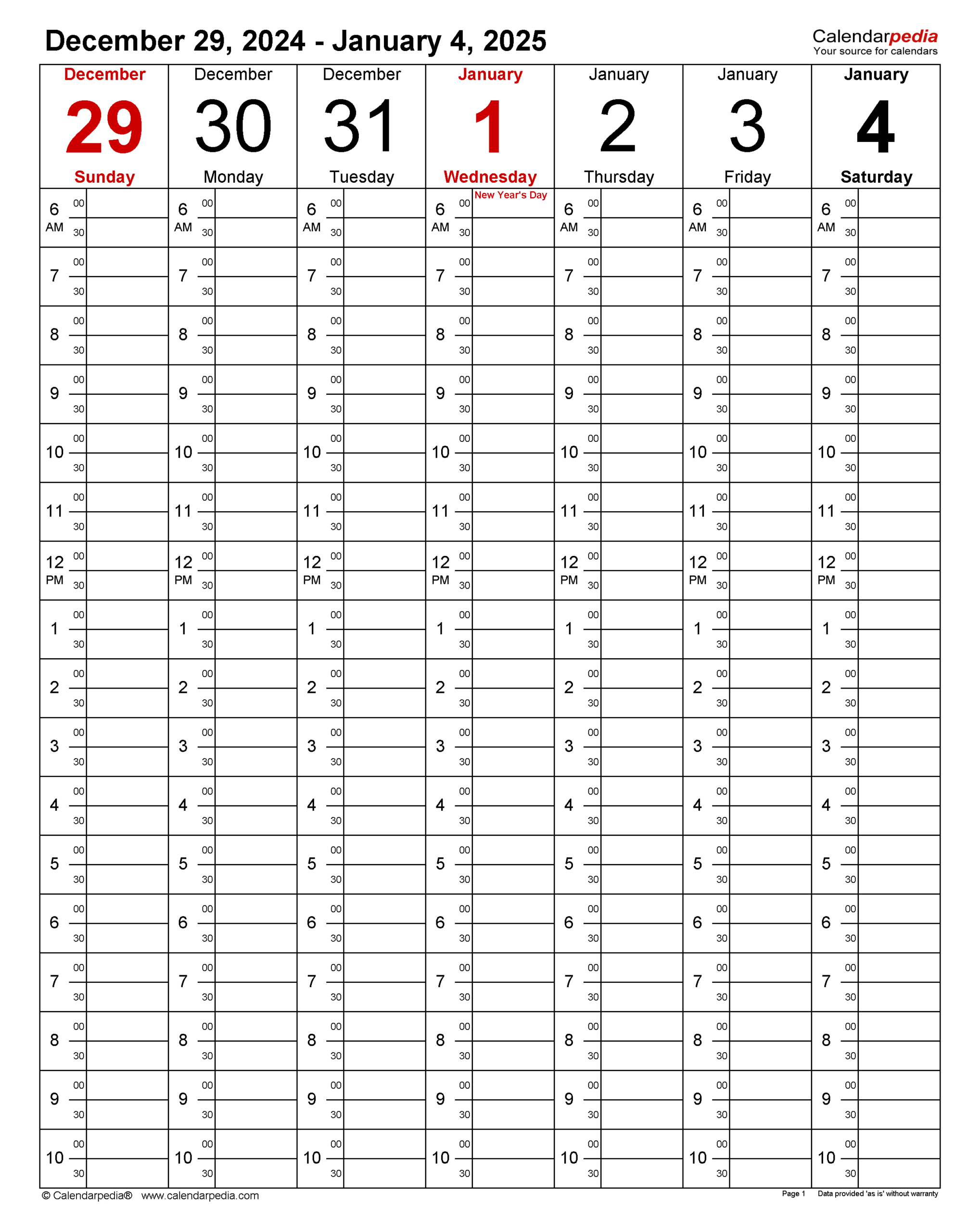 Weekly Calendars 2025 For Pdf - 12 Free Printable Templates intended for Time and Date Printable Calendar 2025