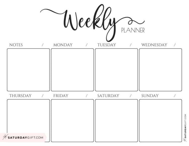 7 Day Weekly Calendar Printable Free