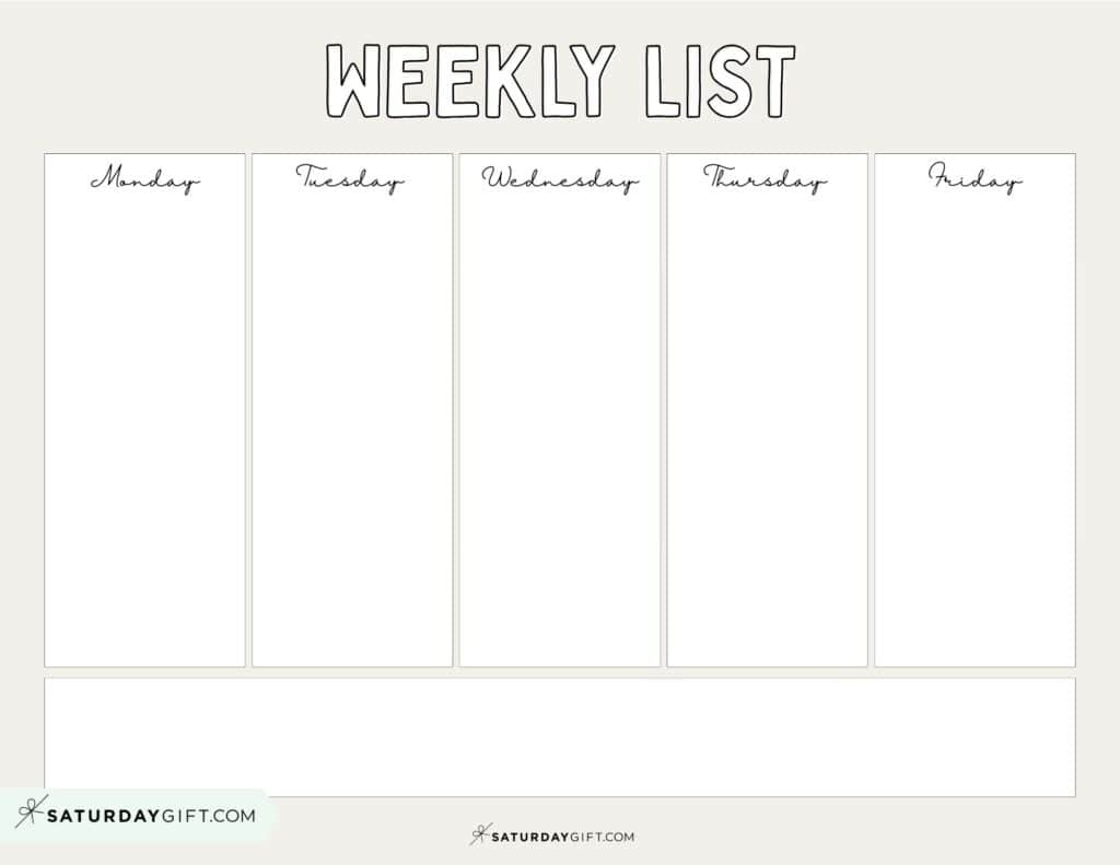 Weekly Planner Printable - 39 Cute Free Weekly Calendar Templates throughout 5-Day Week Calendar Printable Free